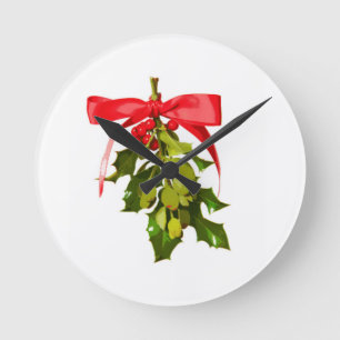 Horloge Ronde mistletoe des fêtes