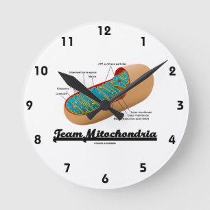 Horloge Ronde Mitochondries d'équipe (humour de mitochondrie)