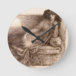 Horloge Ronde Mme Jane Morris Reclining sur un sofa