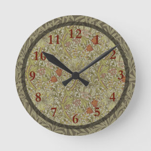 Horloge Ronde Modèle de branche de saule et de lys doré de Willi
