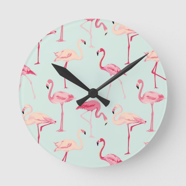 Horloge Ronde Modèle de flamant rétro (Recto)