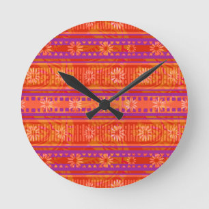 Horloge Ronde Modèle de tricot rayé et côtelé MAZ Floral 245