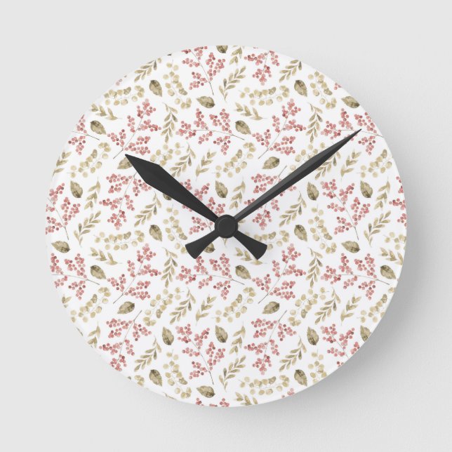 Horloge Ronde Modèle floral avec baies (Recto)