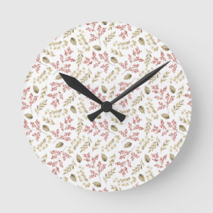 Horloge Ronde Modèle floral avec baies