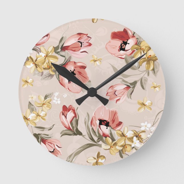 Horloge Ronde Modèle floral Elegance Abstrait 3 (Recto)
