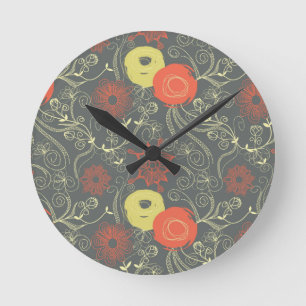 Horloge Ronde Modèle floral rétro