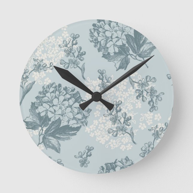 Horloge Ronde Modèle floral rétro avec fleurs viburnum (Recto)