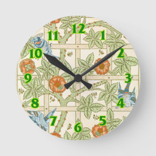 Horloge Ronde Modèle sans couture de treillis de William Morris 