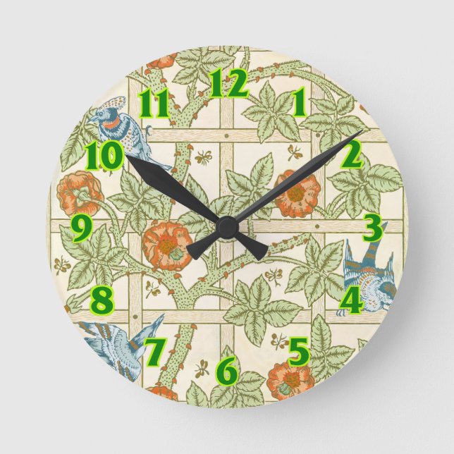 Horloge Ronde Modèle sans couture de treillis de William Morris  (Recto)