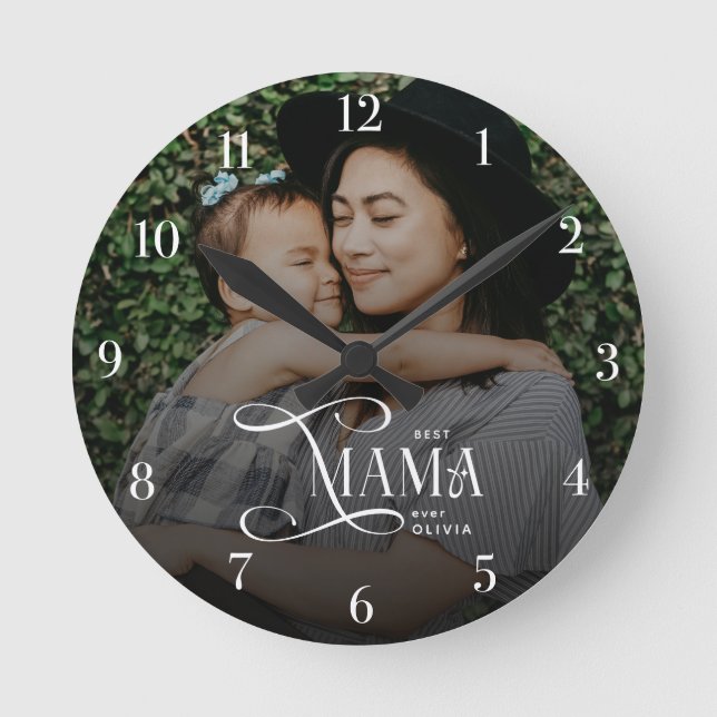 Horloge Ronde Modern Best Mama Ever Photo Mothers Day Gifts (Recto)