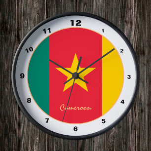 Horloge Ronde Modern Cameroon Flag, Cameroon Home / design