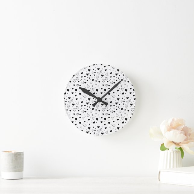 Horloge Ronde Modern Hearts Pattern (Maison)