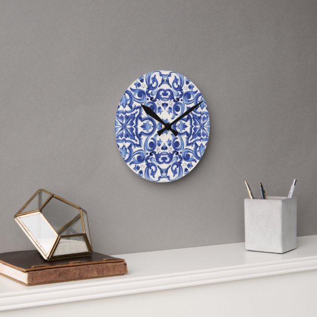Horloge Ronde Modern Italian Blue  La Dolce vita  (Bureau)