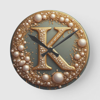 Horloge Ronde Modern Monogram Initial Letter K