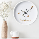 Horloge Ronde Modern Zodiac Sign Gold Capricorn | Element Earth<br><div class="desc">Modern Zodiac Sign Gold Capricorn | Element Earth</div>