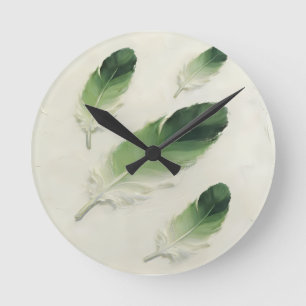 Horloge Ronde Moderne acrylique minimaliste à l'impasto de plume