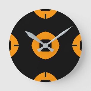 Horloge Ronde Moderne, élégant, orange et noir