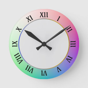 Horloge Ronde Moderne et élégant Pastel coloré Arc-en-ciel