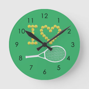 Horloge Ronde Moderne I Love Tennis Green