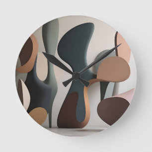 Horloge Ronde Moderne Sculpturale Abstraite Organique
