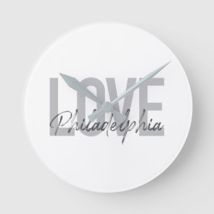 Horloge Ronde Moderne, simple, cool, design Amour Philadelphie