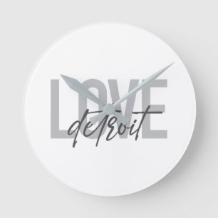 Horloge Ronde Moderne, simple, cool, design urbain Amour Detroit