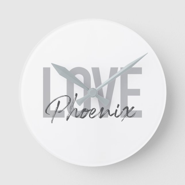 Horloge Ronde Moderne, simple, cool, design urbain Amour Phoenix (Recto)