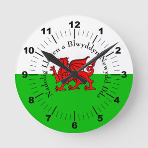 Horloge Ronde Modifier le texte Drapeau gallois Drapeau rouge de