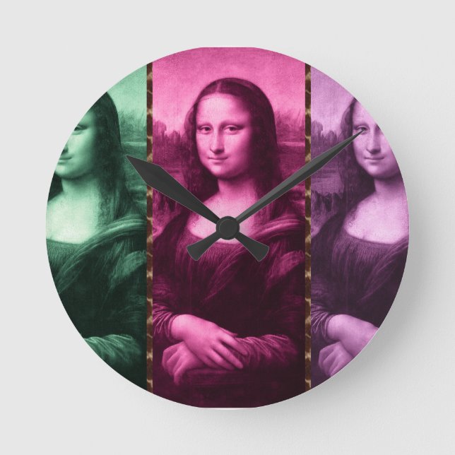 Horloge Ronde Mona Lisa Poster de animal rose rose violet (Recto)