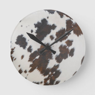 Horloge Ronde Monarque Vache Fourrure Noire