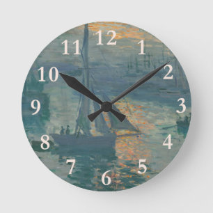Horloge Ronde Monet Sunrise Marine Impressionnisme peinture