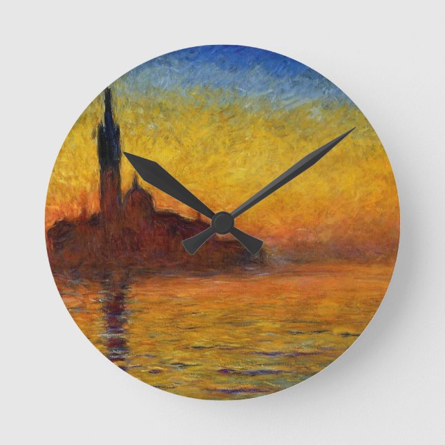 Horloge Ronde Monet Sunset Venise Coloré Impressionnisme Art (Recto)
