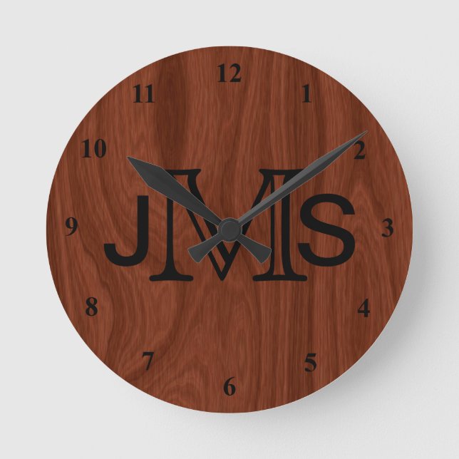 Horloge Ronde Mongram | Mahogany Wood Look (Recto)