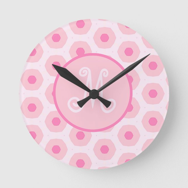 Horloge Ronde Monogram de Pink Circle Dots (Recto)