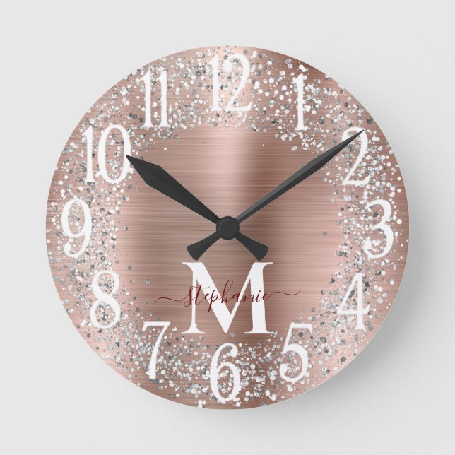 Horloge Ronde Monogram Rose Gold Silver Glitter Glam (Recto)