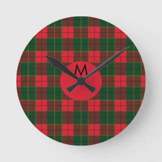 Horloge Ronde Monogram Winter Holiday Tartan pattern Scottish