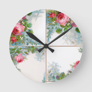 HORLOGE RONDE MONOGRAME DE ROSES ET DE JASMINE