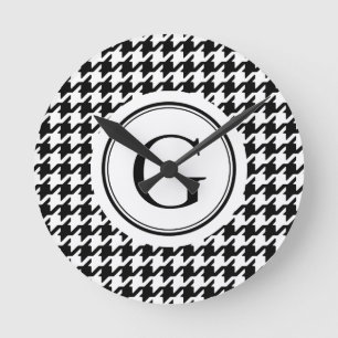 Horloge Ronde Monogramme blanc noir chic de motif de