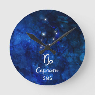 Horloge Ronde Monogramme de ciel de galaxie de constellation de