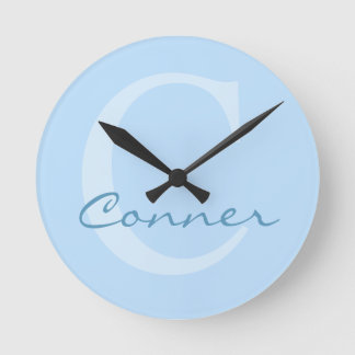 Horloge Ronde Monogramme fait sur commande de bleus layette pour