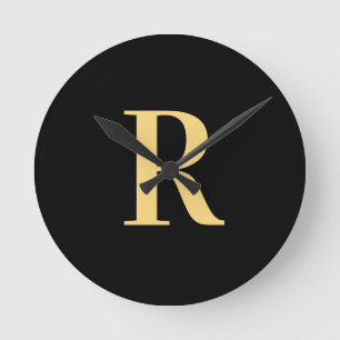 Horloge Ronde Monogramme moderne Noir Or