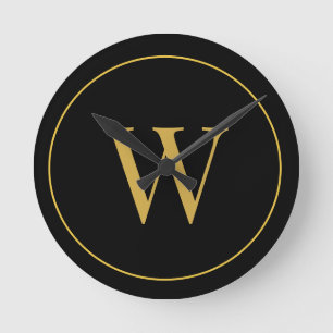 Horloge Ronde Monogramme Or Black Business