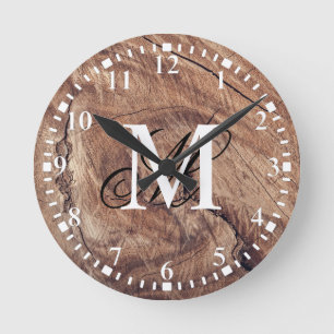 Horloge Ronde Monogramme personnalisé Conception de grains de bo