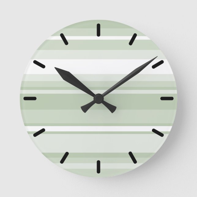 Horloge Ronde Monogramme rayures vert pâle (Recto)