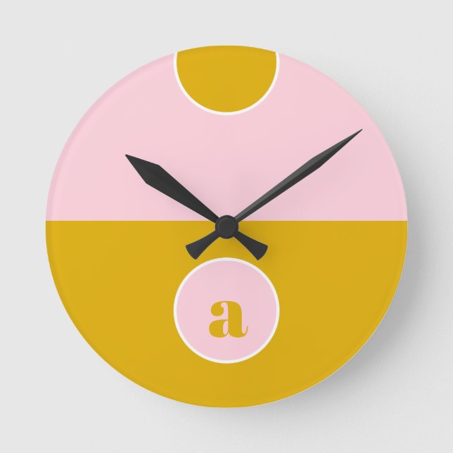 Horloge Ronde Monogramme rose jaune moutarde (Recto)
