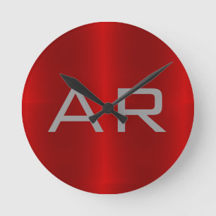 Horloge Ronde Monogramme tendance gris élégant