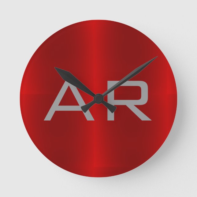 Horloge Ronde Monogramme tendance gris élégant (Recto)