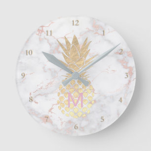 Horloge Ronde monogris golden pineapple on pinble