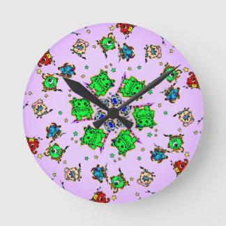 Horloge Ronde monster cartoon cutees
