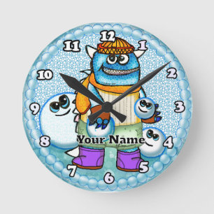 Horloge Ronde Monstre de Boule de Neige